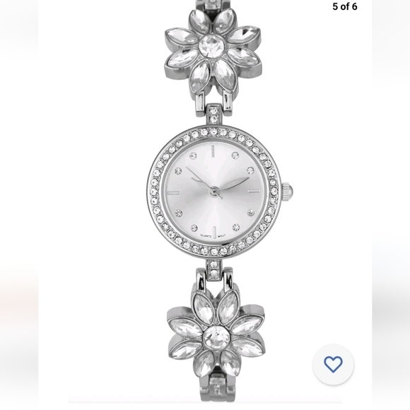 NIB Charter Club Silver-Tone Crystal Flower Women Bracelet Quartz Watch 25 MM - Picture 5 of 6